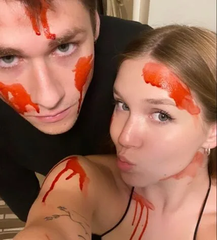 ryan skees & girlfriend wearing halloween costumes